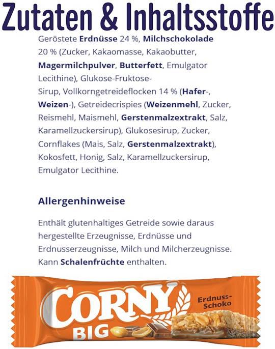 24er Pack Corny Big Erdnuss Schoko, Müsliriegel ab 8,71€ (statt 16€)   Prime