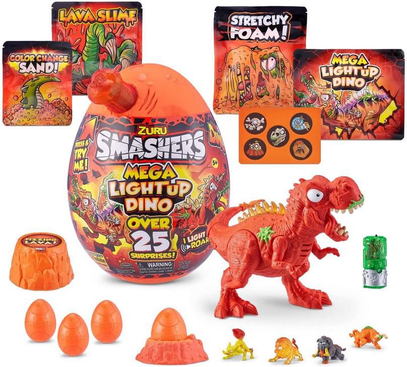 Smashers   Mega Light Up Dino Epic Egg, Spielzeug gefüllt mit Einer Dinosaurier Figur mit Licht und Sound für 24,79€ (statt 30€)