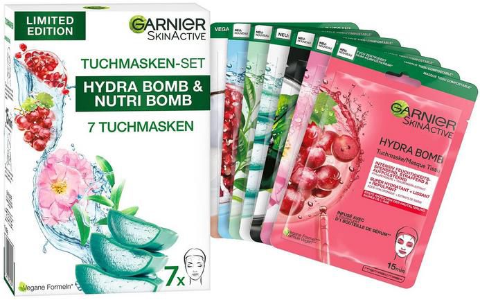 Garnier Tuchmasken Set für jeden Hauttyp, 7 Gesichtsmasken ab 9,38€ (statt 14€)   Prime