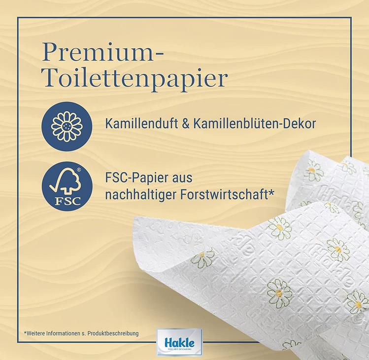 24x Hakle Toilettenpapier Kamille mit Kamillenduft 24 x 150 Blatt 3 lagig ab 8,54€ (statt 11€)   Prime