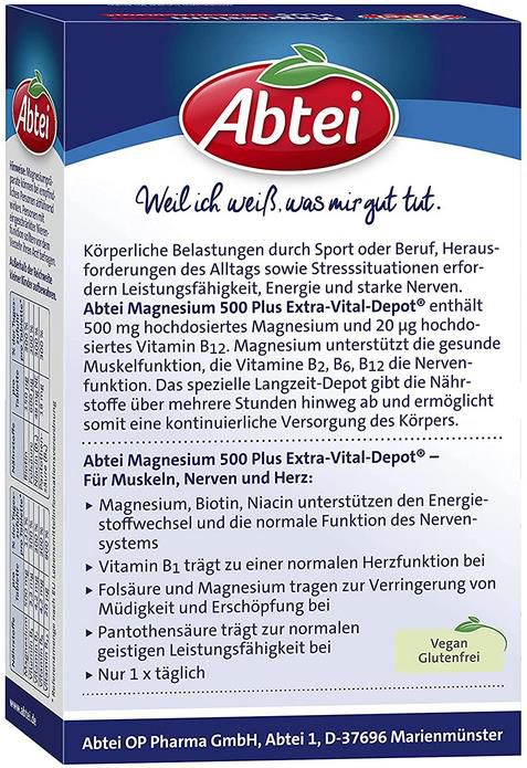 4er Pack Abtei Magnesium 500 Plus Extra Vital Depot 4 x 42 Tabletten ab 14,02€ (statt 17€)   Prime Sparabo