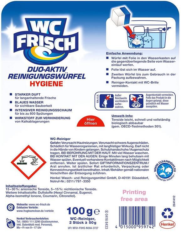 4x WC FRISCH Duo Aktiv Reinigungswürfel für Wasserkästen ab 8,54€ (statt 12€)   Prime