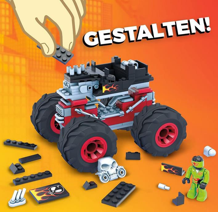 Hot Wheels MEGA Construx GVM27   Monster Trucks Bone Shaker, Bauset mit 194 Teilen für 8,17€ (statt 20€)   Prime