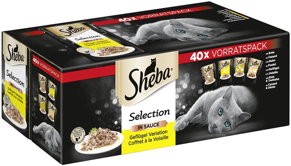 40x Sheba Selection in Sauce, Katzenfutter im Frischepack, Nassfutter 40x85g für 11,19€ (statt 20€)   Prime