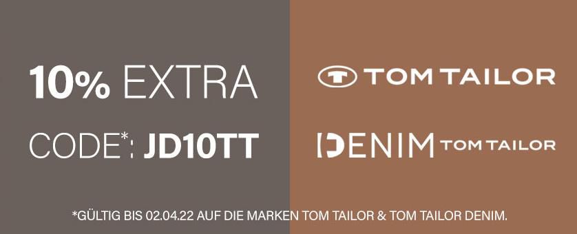 Jeans Direct: 10% Extra Rabatt auf Tom Tailor und Tom Tailor Denim   z.B. Tom Tailor Denim Herren Hoodie für 22,48€ (statt 31€)