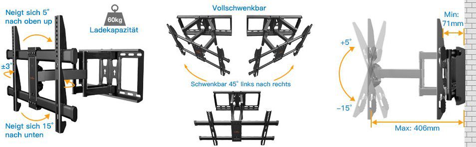 Perlegear TV Wandhalterung für 37 bis 75 Zoll & max 60kg für 25,99€ (statt 40€)