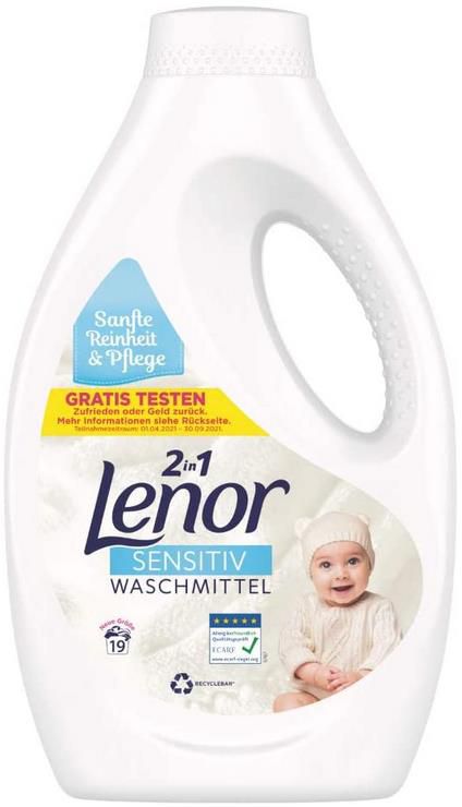 4x Lenor Flüssigwaschmittel   Sensitiv für sensible Haut und Babyhaut, 19 Waschladungen 4 x 1.045 L ab 12,28€ (statt 16€)   Prime