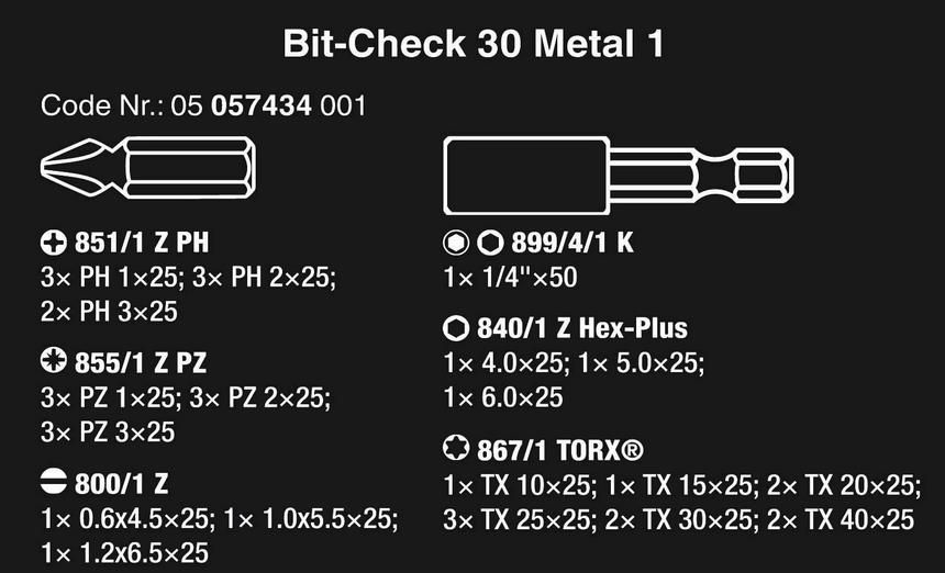 Wera Bit Check 30 Metal 1 Bit Sortiment, 30 teilig für 13,78€ (statt 17€)