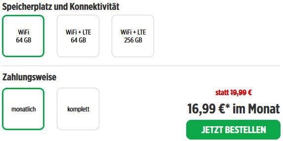 Apple iPad (2021) 64GB WiFi + 24 Monate BILDplus + ePaper 16,99€ mtl. (zusammen 407€ statt 690€)