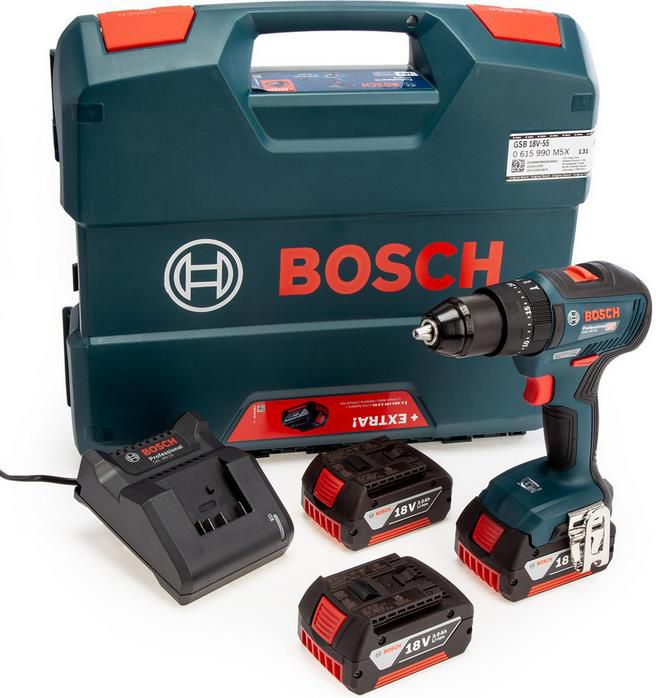 Bosch GSB 18V 55 Schlagbohrschrauber mit 3x GBA 18 V, 3,0 Ah Akku + Ladegerät für 205,90€ (statt 299€)