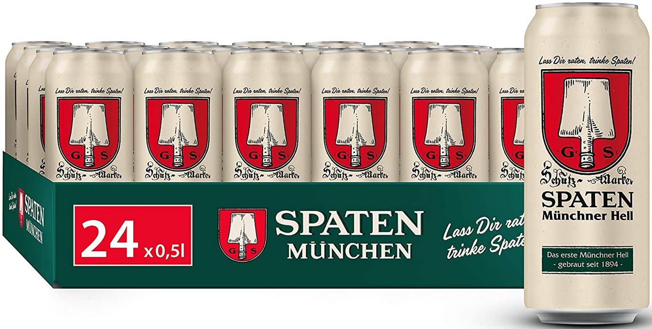 24x SPATEN Münchner Hell Dosenbier (0.5l) ab 15,19€ + Pfand (statt 20€)   Prime