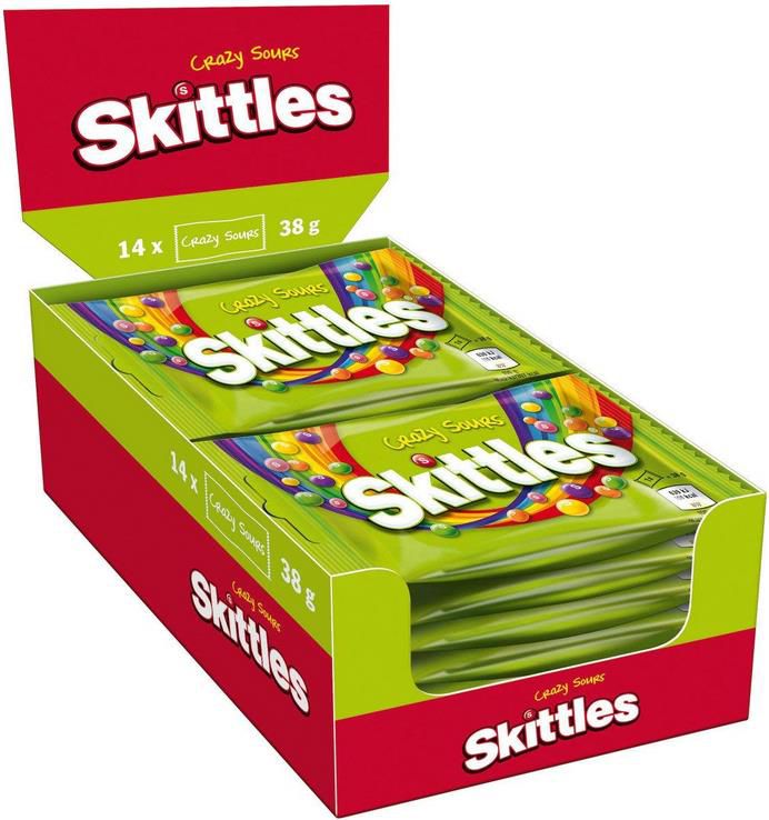 14er Pack Skittles Crazy Sours   Kaubonbons mit Orange, Limette, Zitrone für 4,99€ (statt 8€)   Prime