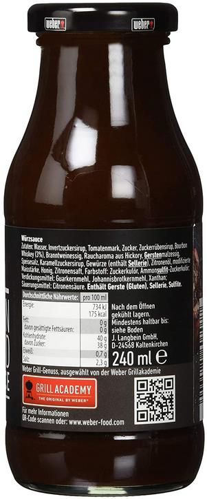 6er Pack Weber Steaksauce Bourbon Smoked 6 x 240g ab 17,04€ (statt 23€)   Prime