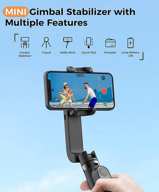 QIMIC Selfie Stick Stativ mit 1 Achsen Bluetooth Gimbal für 39,74€ (statt 53€)