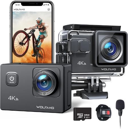 WOLFANG GA100   Action Cam mit 4K 20MP und 170° Weitwinkel für 29,99€ (statt 60€)