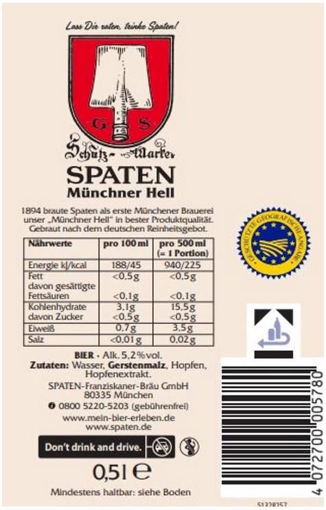 24x SPATEN Münchner Hell Dosenbier (0.5l) ab 15,19€ + Pfand (statt 20€)   Prime