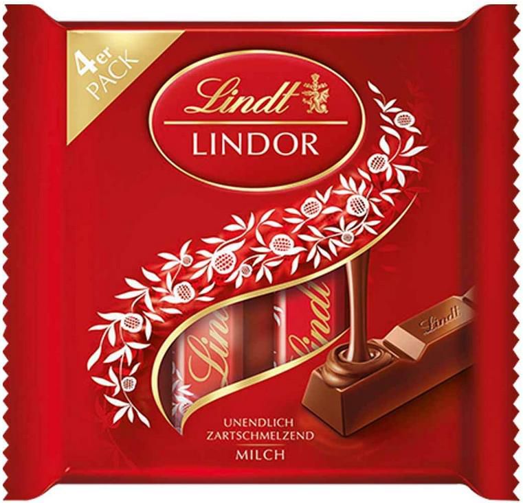 4x Lindt LINDOR Stick Vollmilch mit 4 Vollmilch Schokoladenriegel ab 6,66€ (statt 10€)   Prime Sparabo