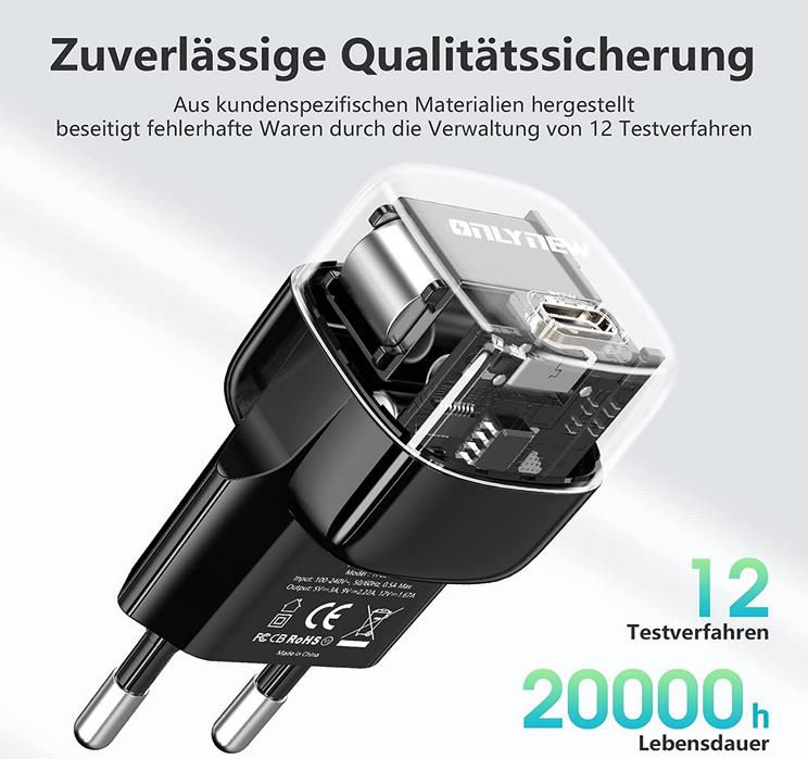 Onlynew USB C Schnellladegerät mit 20W für 6,49€ (statt 13€)