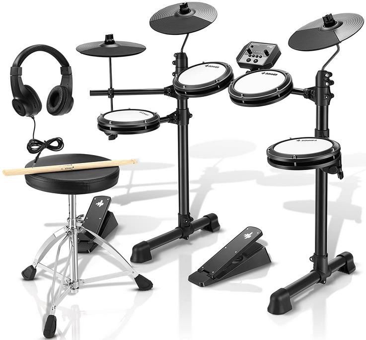 Donner DED 80 E Schlagzeug mit 180 Sounds, Heavy Duty Pedalen, Schlagzeughocker, Sticks & Kopfhörer für 259,99€ (statt 310€)