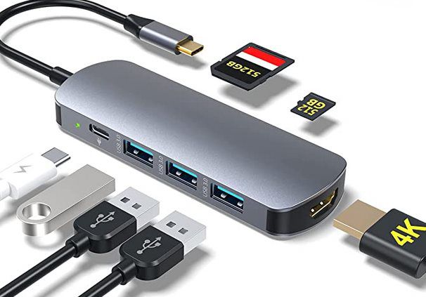 7in1 USB C Hub mit 100W PD & 3x USB 3.0 für 13,99€ (statt 30€)