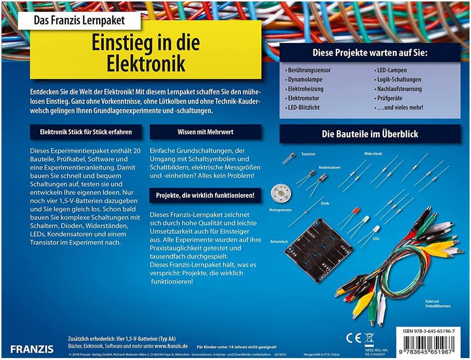FRANZIS 65196   Lernpaket Einstieg in die Elektronik für 9,17€ (statt 20€)   Prime