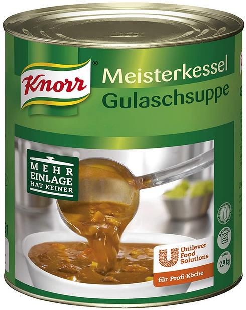 2,9 Kg Knorr Meisterkessel Gulaschsuppe, servierfertig, authentischer Geschmack ab 11,96€ (statt 16€)   Prime Sparabo