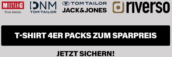 Jeans Direct: 4er Pack T Shirts ab 26,45€ zzgl. Versand   z.B. 4er Pack Mustang T Shirts für 29,99€ (statt 45€)