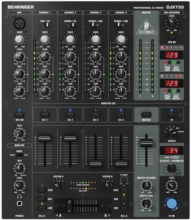 Behringer DJX750 Professioneller 5 Kanal DJ Mixer mit Digitaleffekten und BPM Zähler für 182,50€ (statt 222€)