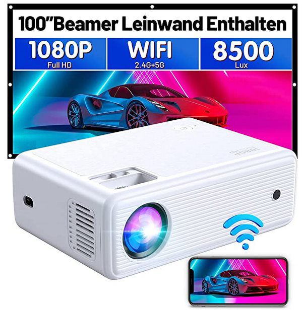 Clokowe GC003 1080p WLAN LED Beamer + Leinwand für 99,99€ (statt 200€)