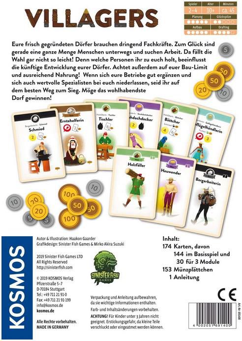 KOSMOS 691400 Villagers Bau dir dein Dorf Kartenspiel für 10,93€ (statt 22€)   Prime