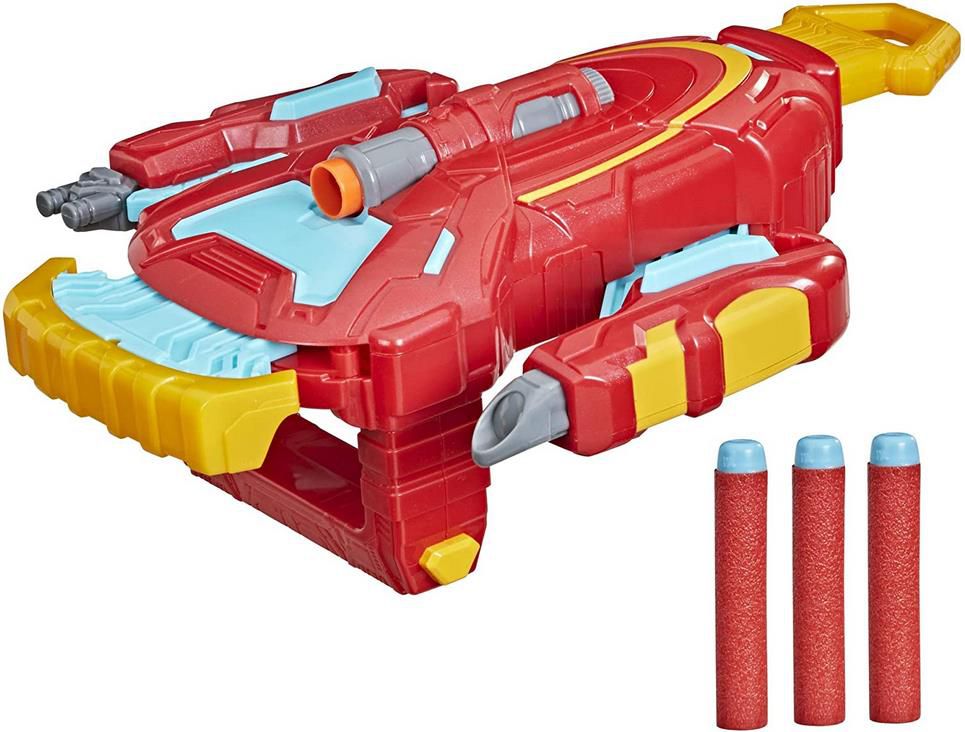 Hasbro Marvel Avengers Mech Strike   Iron Man Strikeshot Handschuh mit 3 NERF Projektilen für 12€ (statt 26€)   Prime