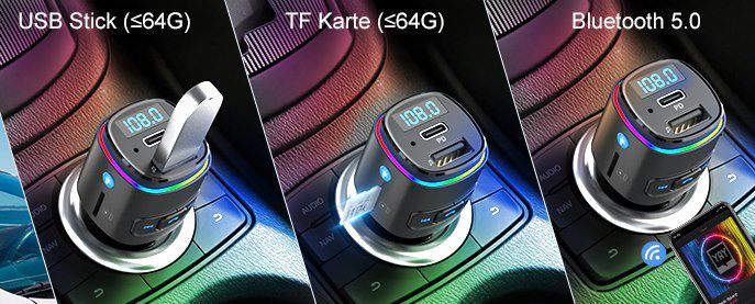 ZeaLife Bluetooth FM Transmitter mit 18W USB C PD & USB QC3.0 für 9,49€ – Prime