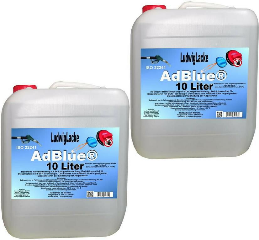 2 x 10 Liter AdBlue Harnstofflösung für Dieselmotoren mit Ausgießer für 41,99€ (statt 60€)