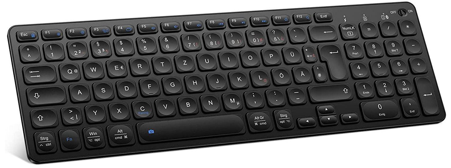 OMOTON Bluetooth Tastatur mit FN Tasten für 16,79€ (statt 28€)   Prime