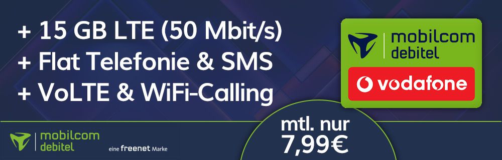 Vodafone Allnet-Flatmit 15GB für 7,99€
