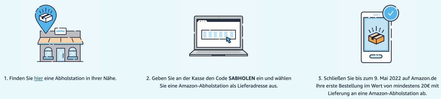 Amazon: 5€ Rabatt bei Lieferung an Abholstation ab 20€ MBW   ausgewählte Kunden