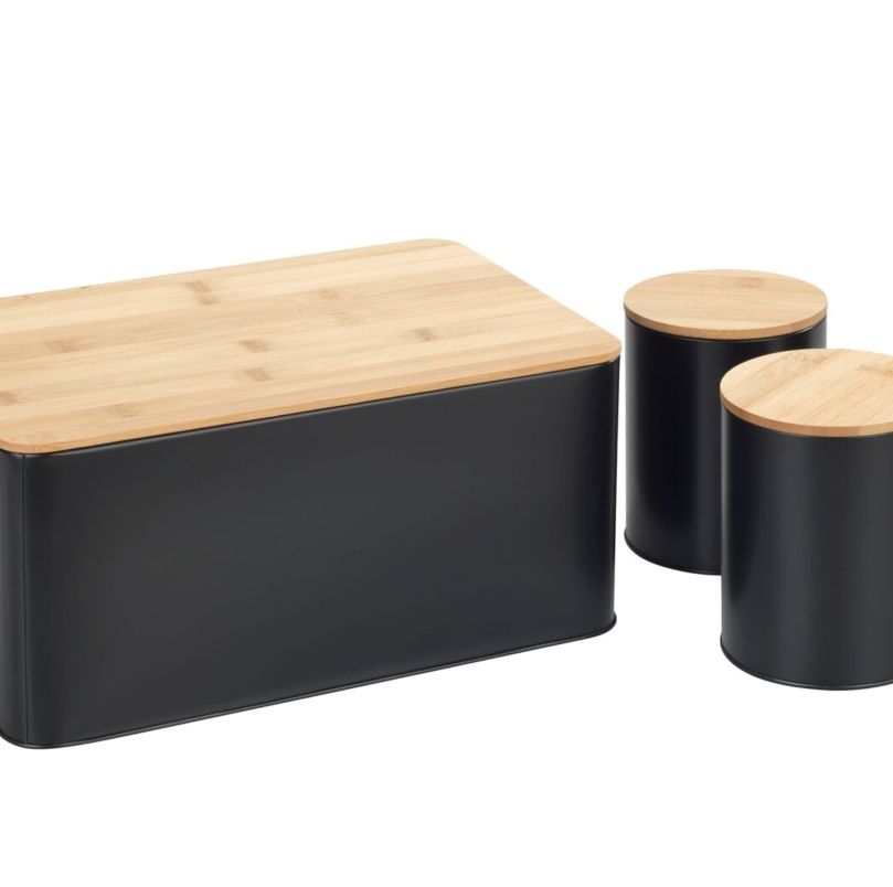 WENKO Brotkasten und Vorratsdosen-Set mit Bambusdeckel in Schwarz oder Weiß für je 16,99€ (statt 24€)
