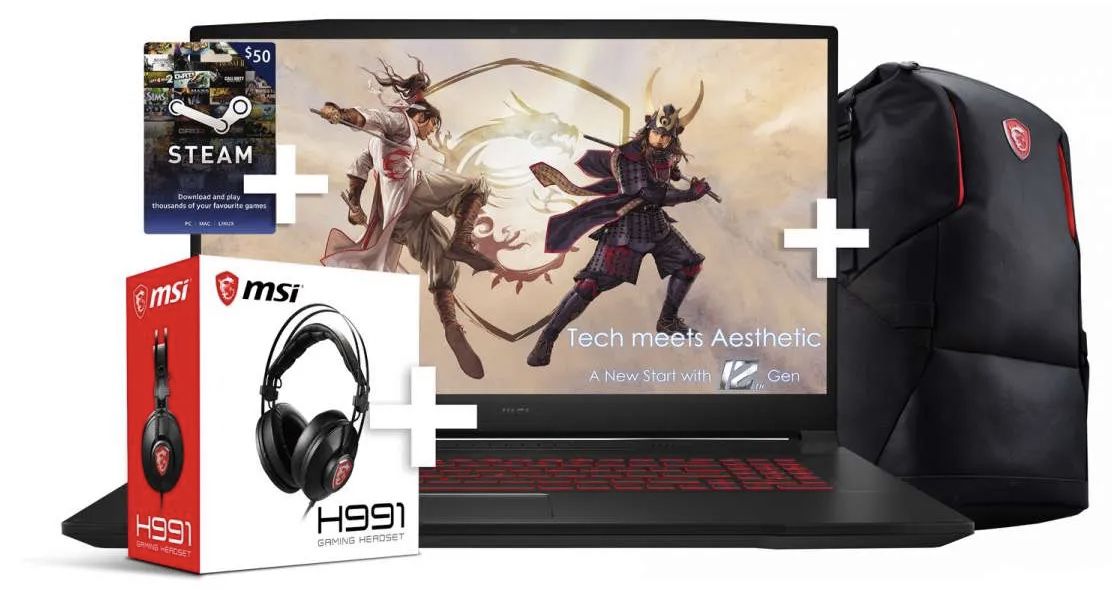 MSI GF66 Katana 12UC 077 Gaming Notebook + Headset + Tasche + Steam Guthaben für 979€ (statt 1.250€)