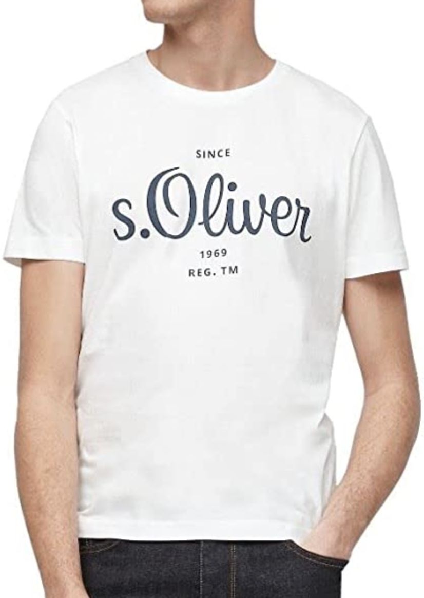 s.Oliver Herren T Shirt in Weiß mit Logoprint für 5,99€ (statt 13€)   Prime