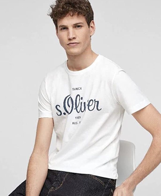 s.Oliver Herren T Shirt in Weiß mit Logoprint für 5,99€ (statt 13€)   Prime