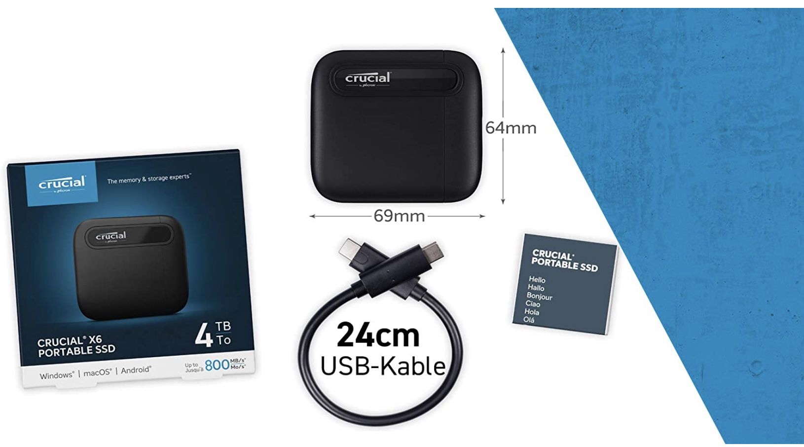 Crucial X6 portable SSD 4TB für 184,86€ (statt 214€)