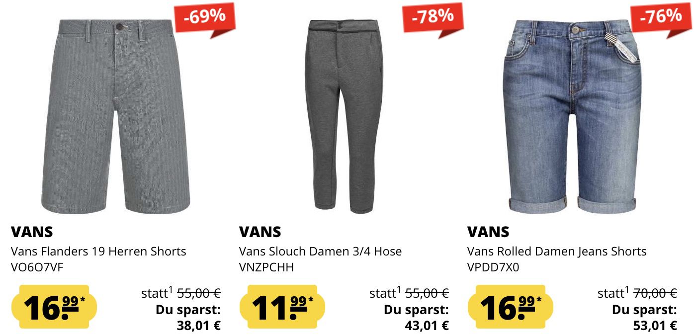 VANS Sale bis 80% Restgrößen Rabatt   z.B. V76 Skinny Herren Jeans für 22,99€ (statt 57€)