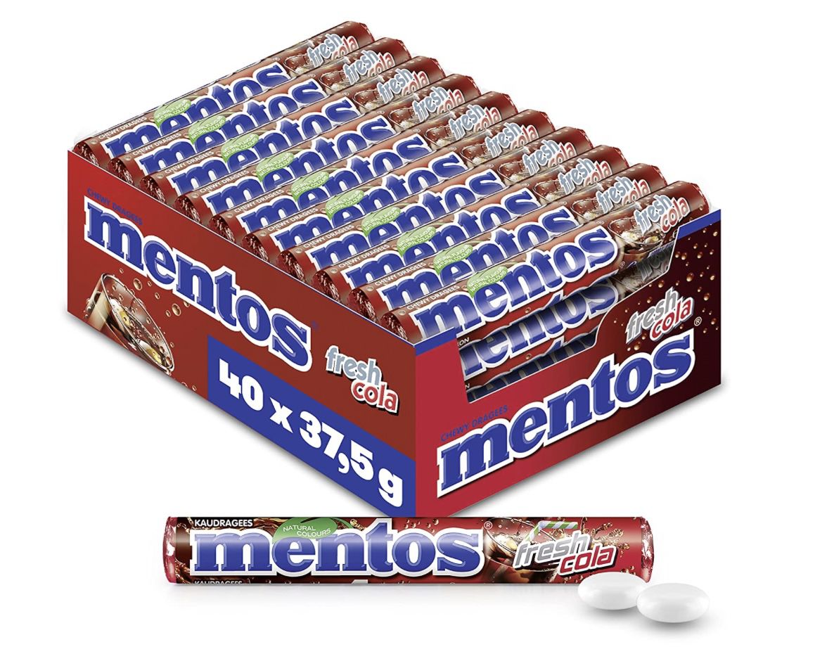 40 Rollen Mentos Fresh Dragees mit Cola Geschmack für 12,79€ (statt 16€)