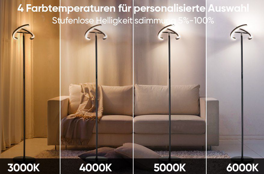 LED Stehlampe mit 4 Farbtemperaturen & Fernbedienung für 46€ (statt 70€)