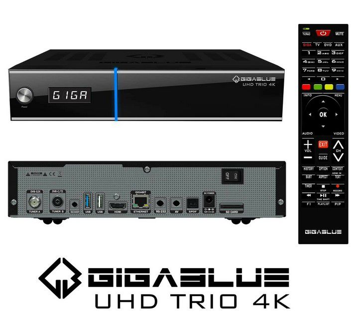 Gigablue TRIO UHD 4K Linux Multistream Receiver DVB S2X, DVB C/T2 für 99,90€ (statt 117€)