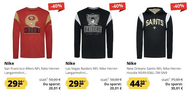 NFL Sale bei SportSpar   z.B. Tom Brady Shirt 15,99€ (statt 19€)