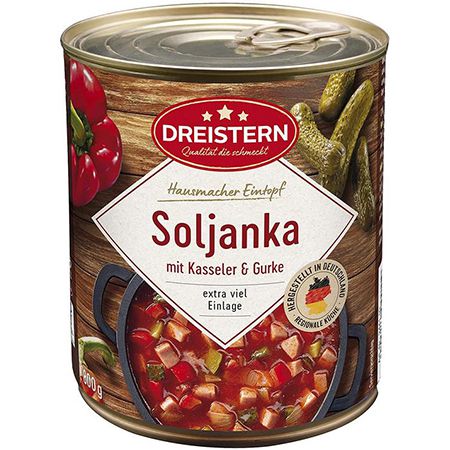 4x Dreistern Soljanka mit Kasseler und Gurke, 800g ab 10,46€ (statt 14€) &#8211; Prime Sparabo