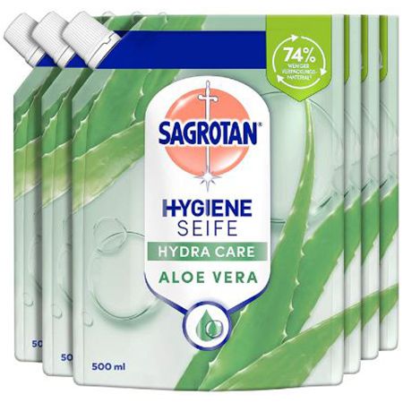 6er Pack Sagrotan Flüssigseife mit Aloe Vera, 500ml ab 16,56€ (statt 21€)