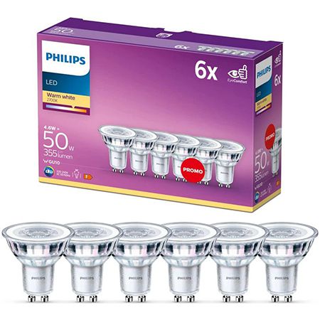 6er Pack Philips LEDclassic Reflektor-Lampe, GU10, warmweiß, 2.700 K, 355 Lumen für 9,99€ (statt 16€)