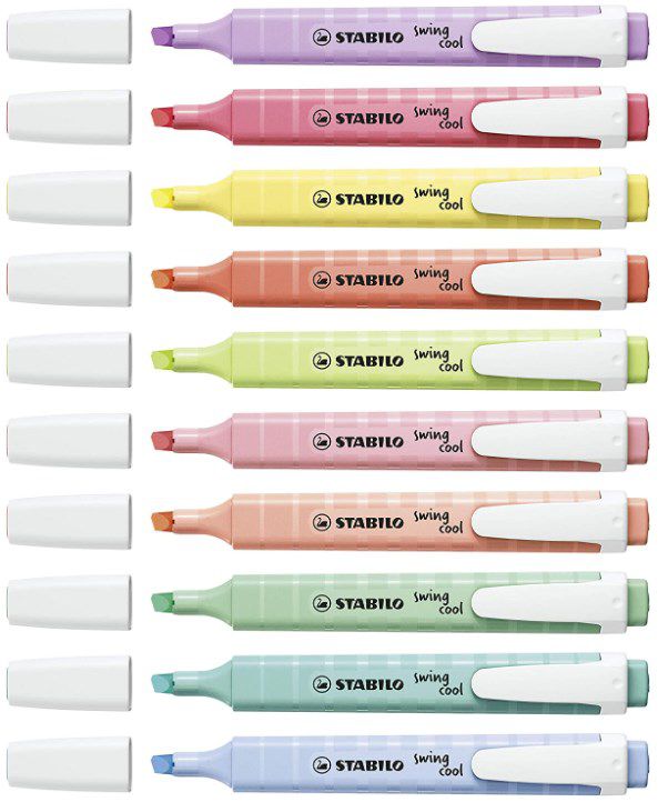 8er Pack STABILO Textmarker swing cool Pastel mit 8 Farben für 7,98€ (statt 10€)